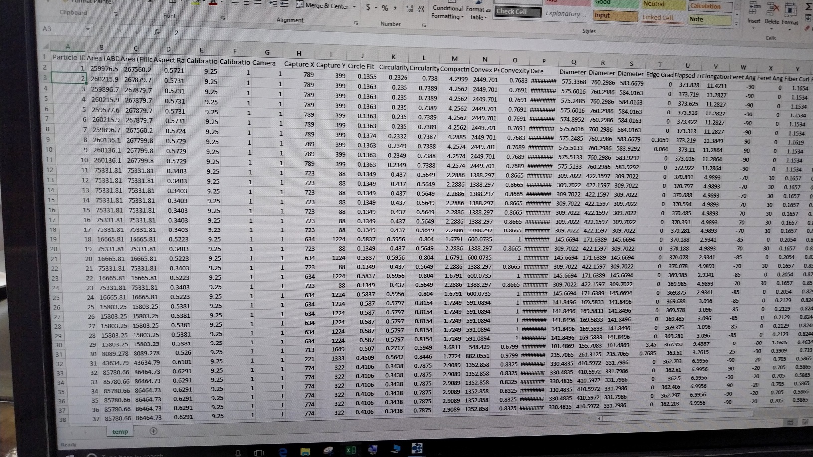 Blurred view of interesting metrics derived from the edge detection