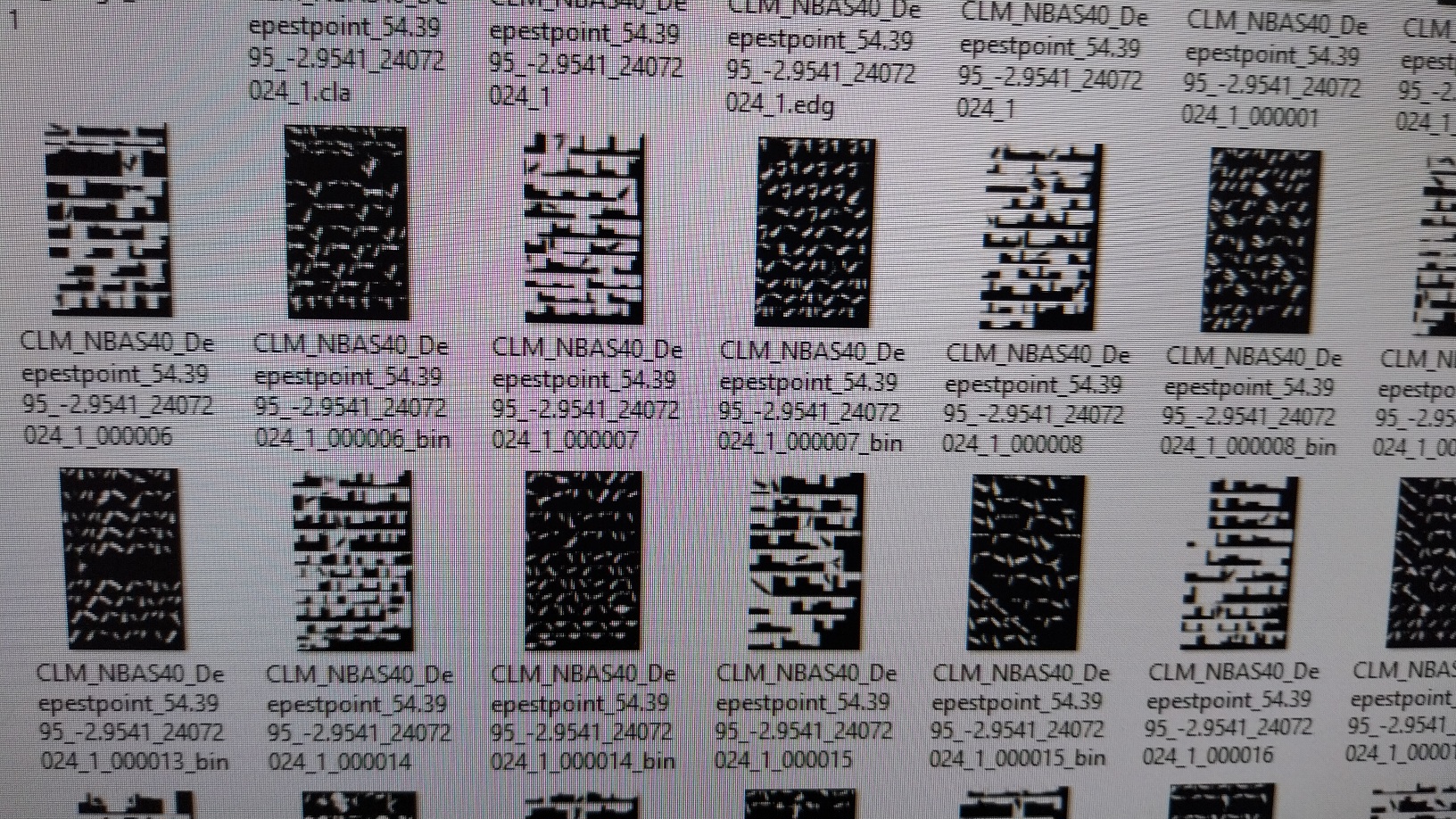 Binary masks stored with the intermediate images